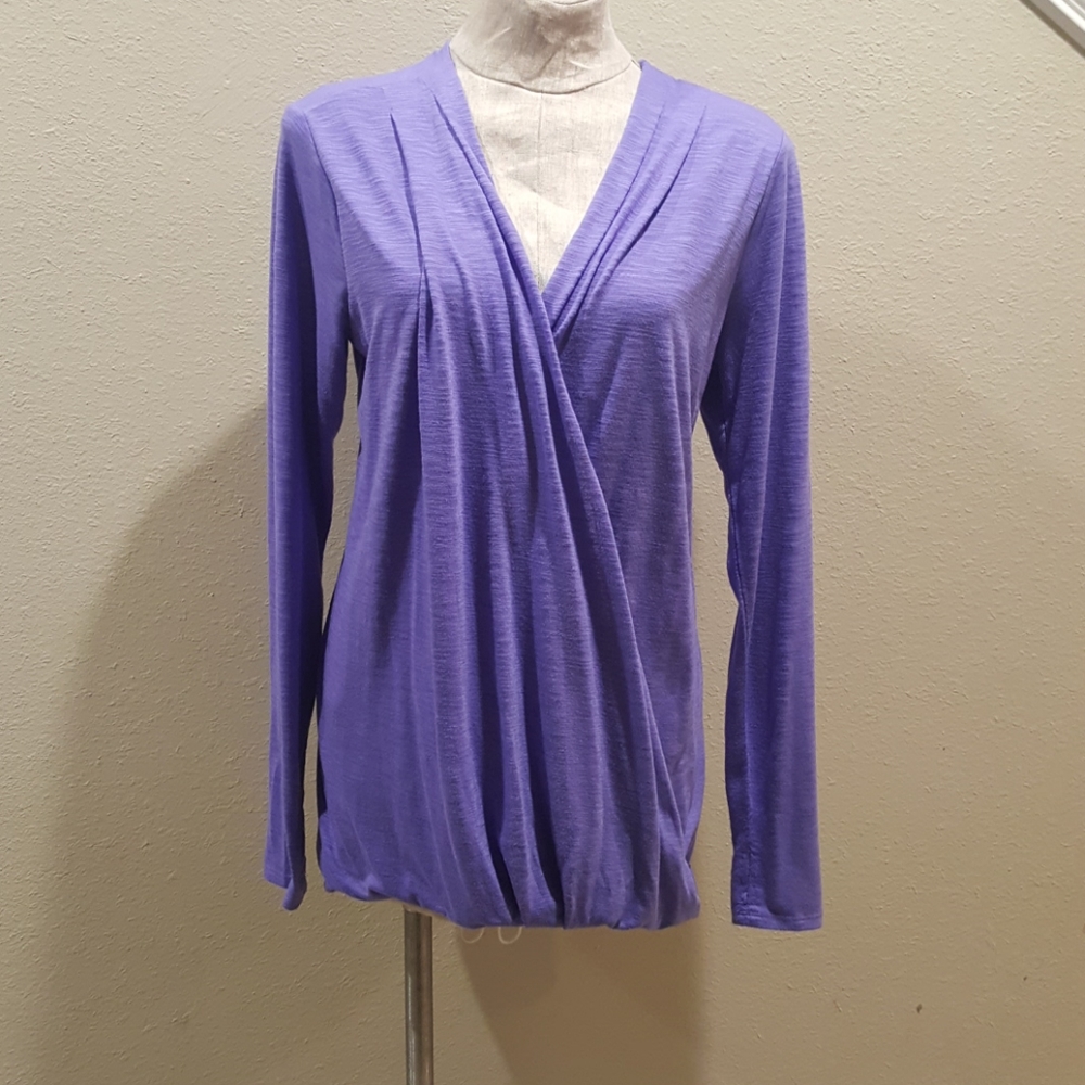 Xersion faux wrap knit top